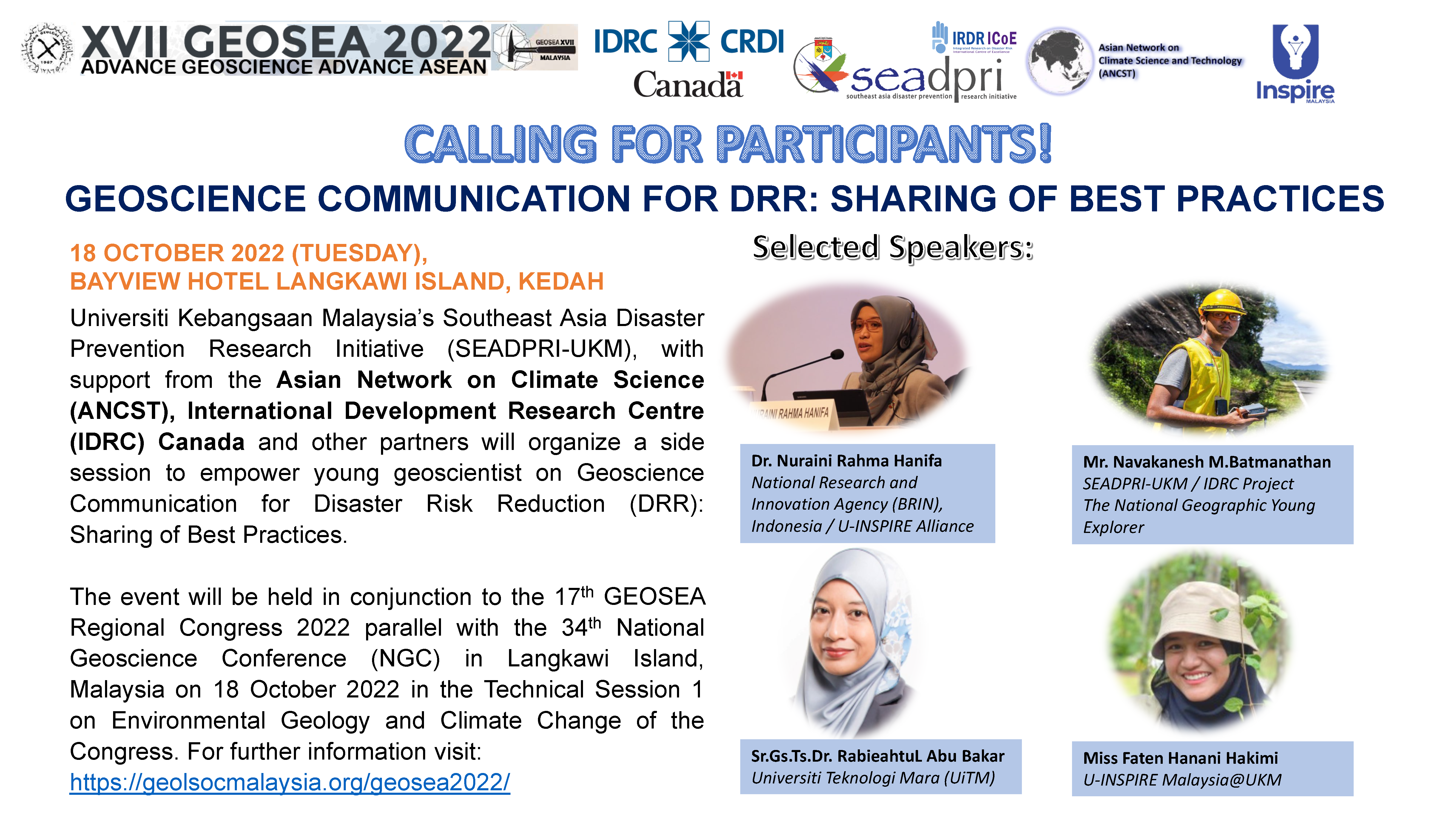Geoscience Communication For DRR: Sharing of Best Practices [Calling for Participants]
